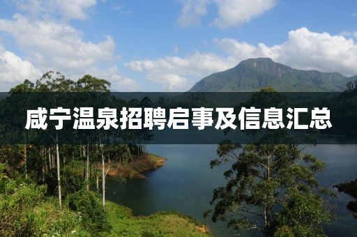 咸寧溫泉招聘啟事及信息匯總