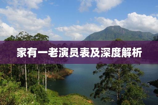 家有一老演員表及深度解析